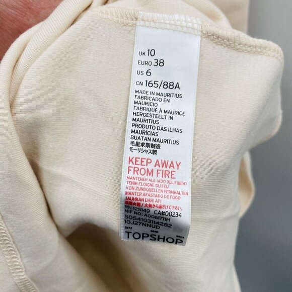 TOPSHOP Womens Size 6 Strappy Cami Tunic Dress Nude Cotton Basic Layer $25 1758 - Picture 7 of 8